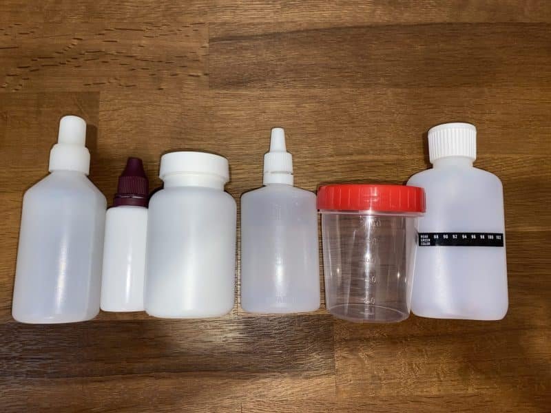bottles for storing urine